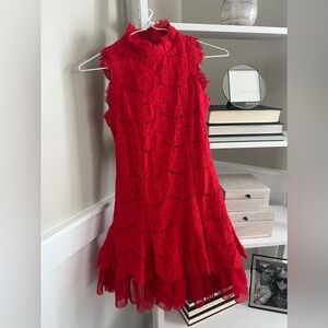 Rare Editions red lace dress